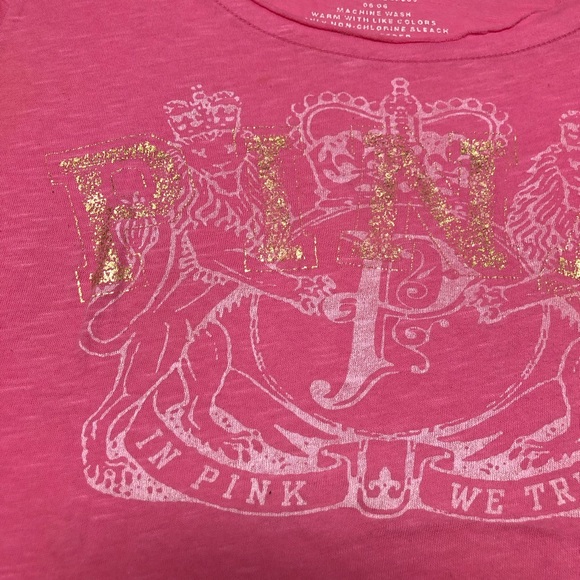 PINK Victoria’s Secret Metallic Logo Tee Shirt - Picture 3 of 6